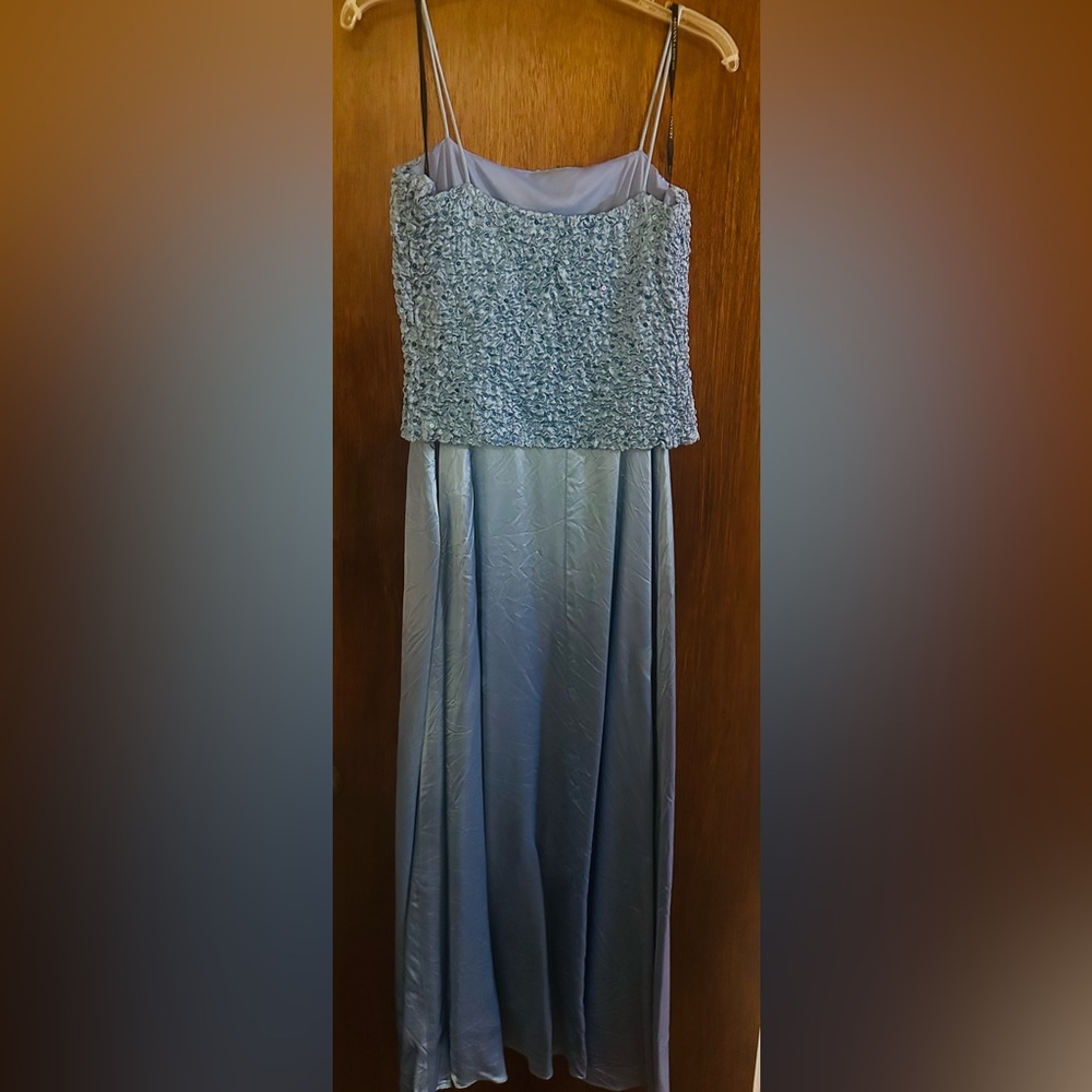 Periwinkle Cinderella gown size 8 Satin with elasticated band top.